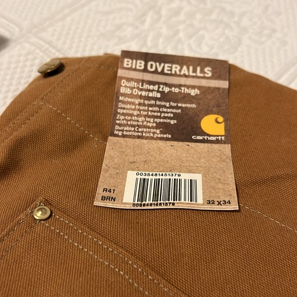 Carhartt Men's Quilt Lined Zip To Thigh Bib Overall, plus Jeans, both 32 X 34 - Picture 2 of 12